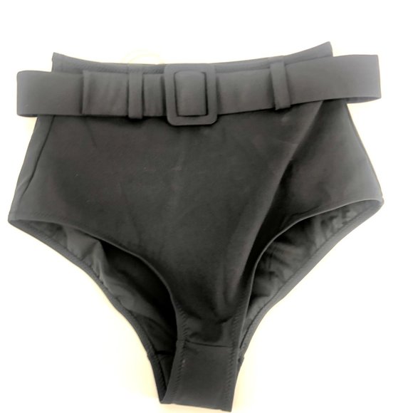 Evarae Elena Black High Waisted Belted Swim Bottoms Small NWT - Picture 6 of 6